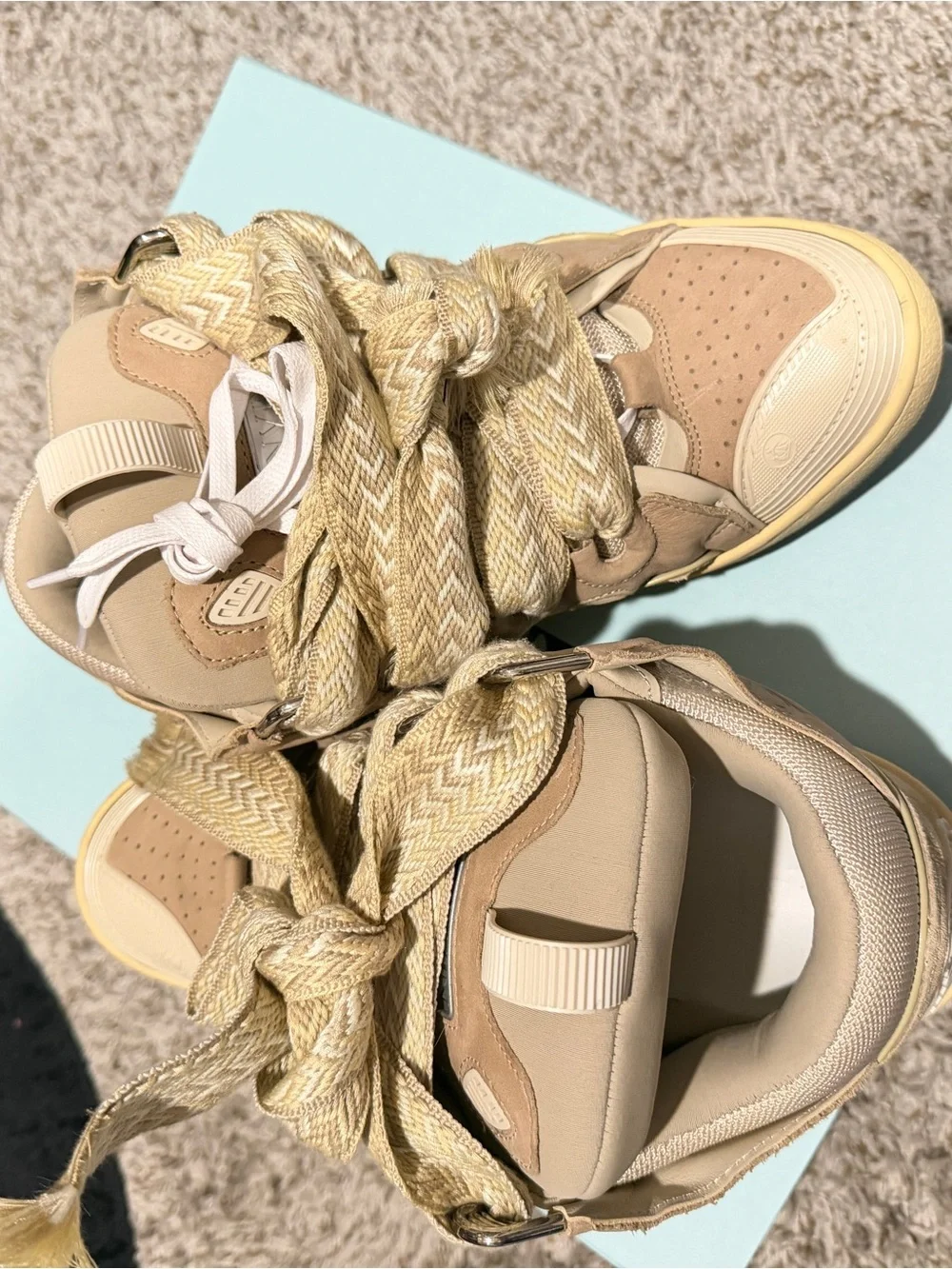 Lanvin Beige and Cream High-Top Men's Sneakers